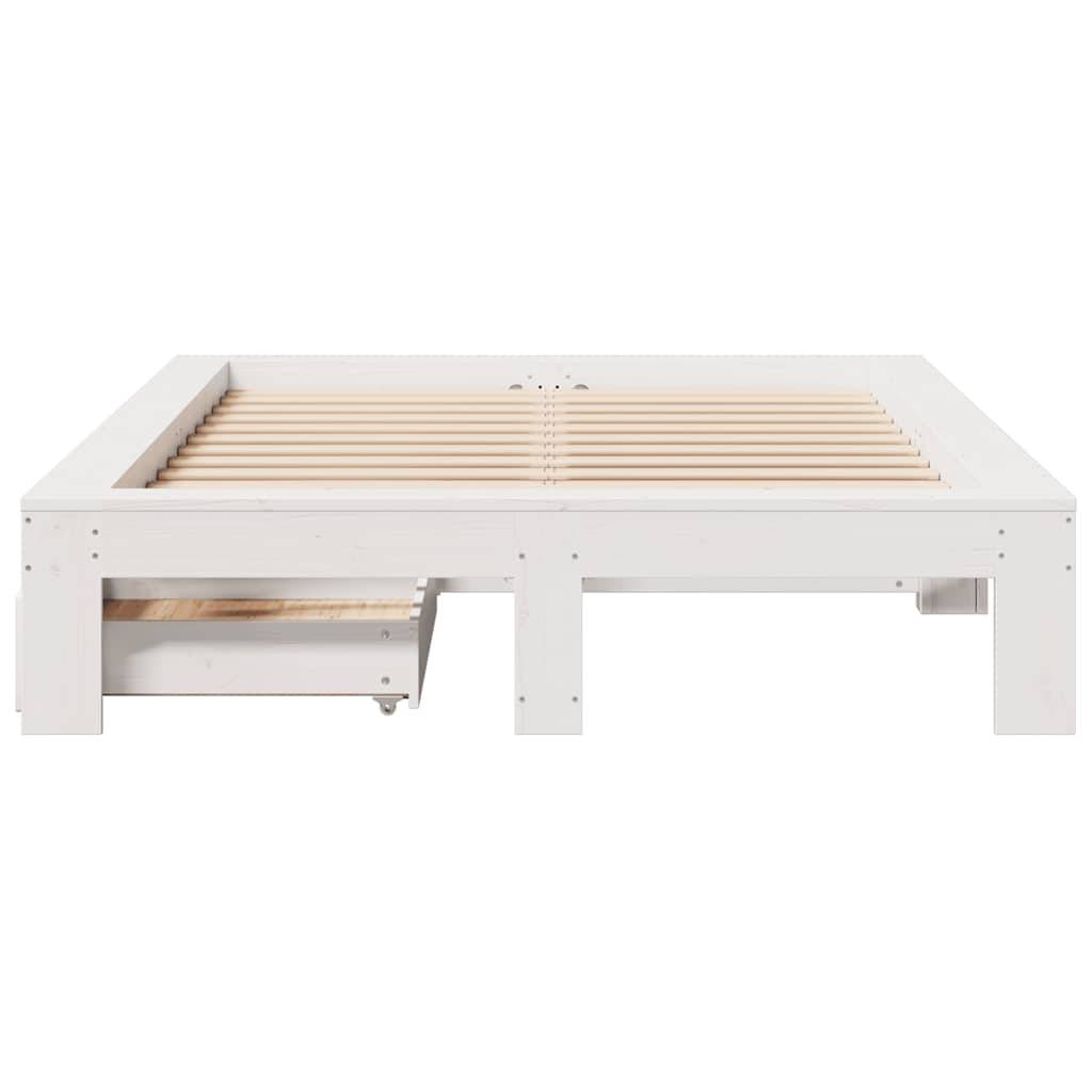 vidaXL Massivholzbett ohne Matratze Weiß 135x190 cm Kiefernholz