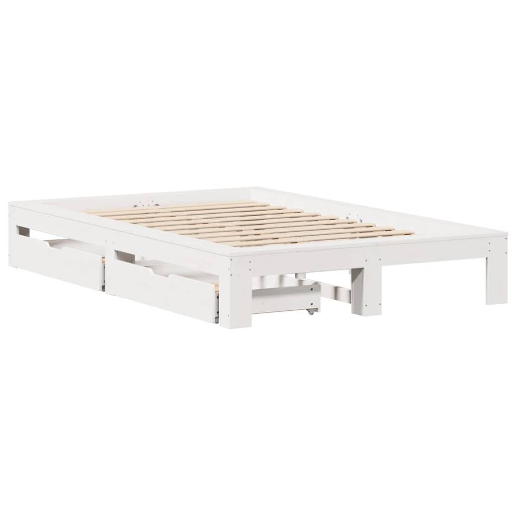 vidaXL Massivholzbett ohne Matratze Weiß 135x190 cm Kiefernholz