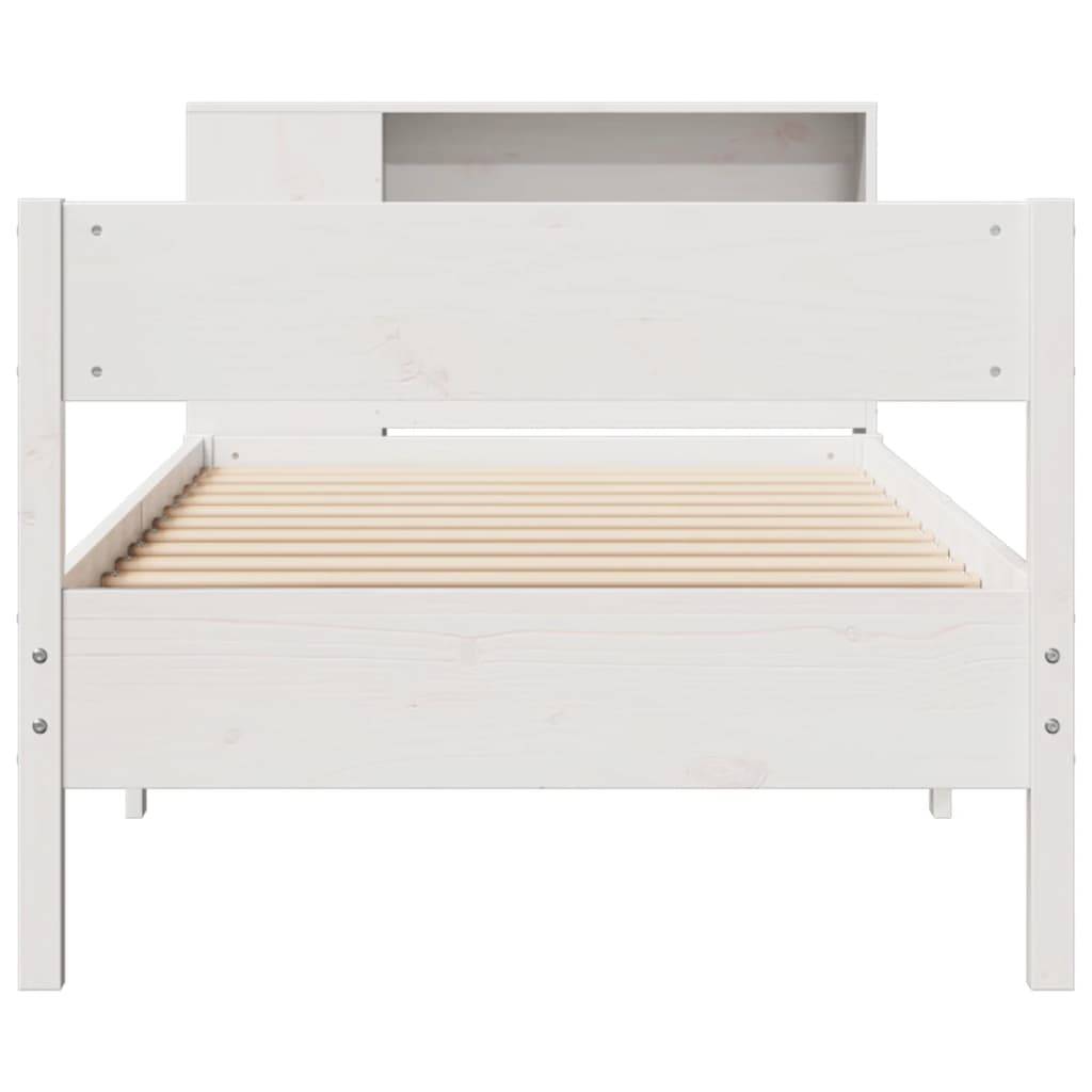 vidaXL Massivholzbett mit Regal ohne Matratze Weiß 75x190 cm Kiefer