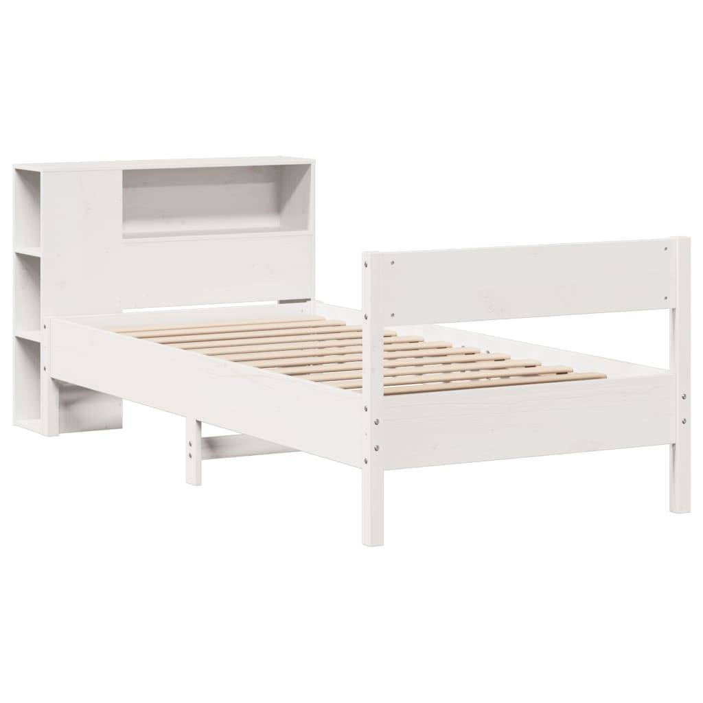vidaXL Massivholzbett mit Regal ohne Matratze Weiß 75x190 cm Kiefer