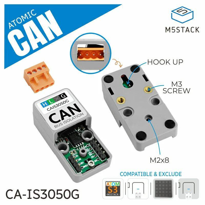 M5Stack ATOMIC CAN Base, CA-IS3050G, 1Mbps, DC-DC Isolation, Kompatibel mit ATOM Serie