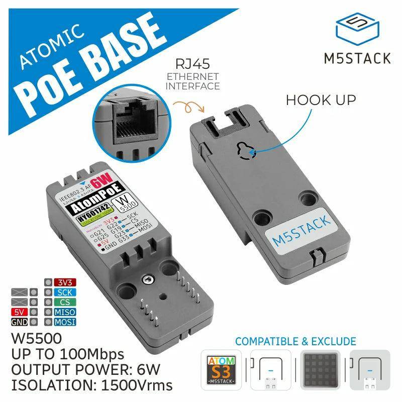 M5Stack ATOMIC PoE Base W5500, Ethernet-Steuerungsbasis mit PoE für ATOM-Serie