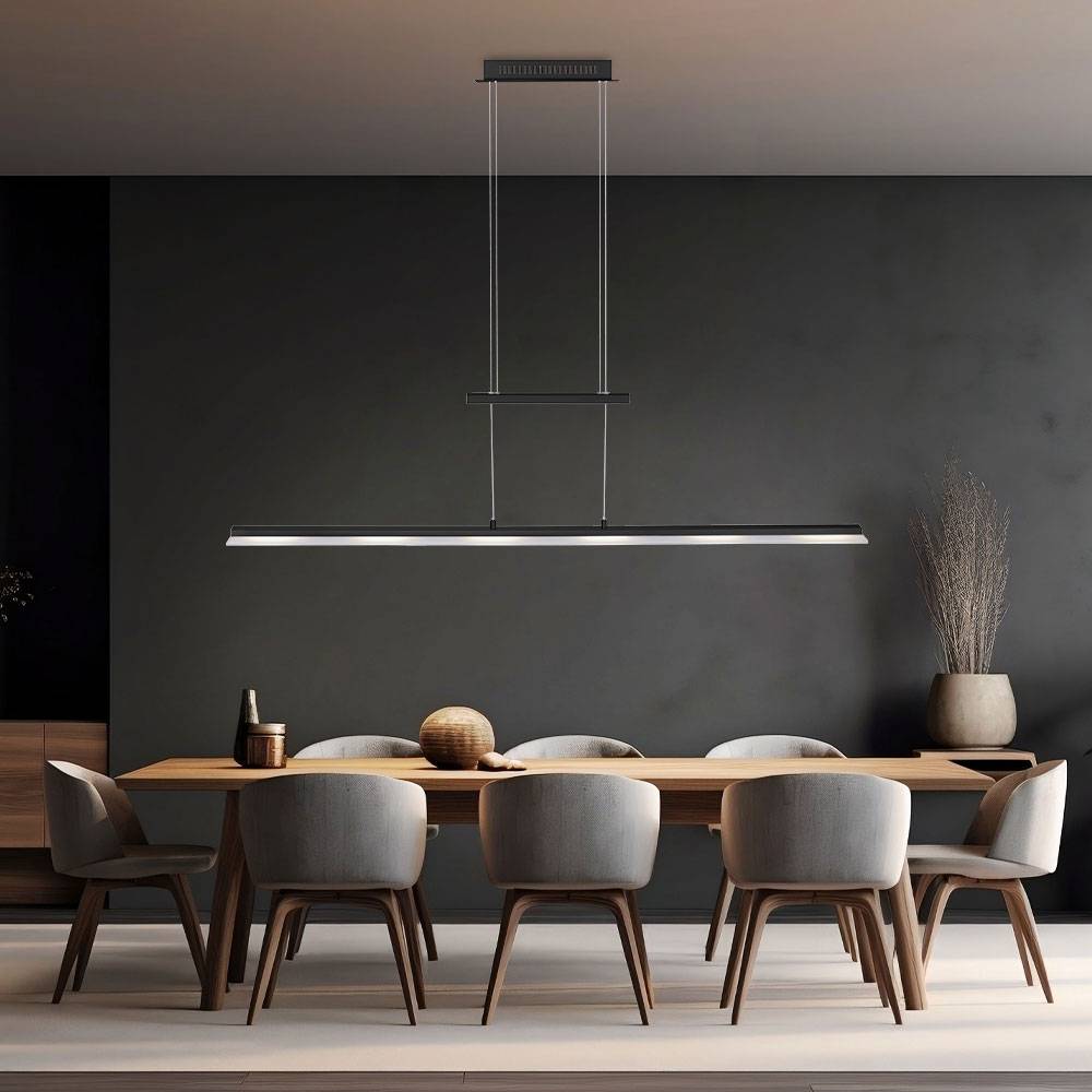 Hängelampe Pendelleuchte Wohnzimmerleuchte Esszimmerlampe Zugpendellampe Deckenlampe, Metall schwarz, dimmbar Höhenverstellbar, LED 4W 2700Lm 2700-5