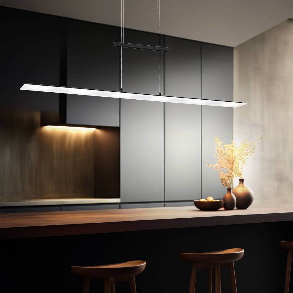 Hängelampe Pendelleuchte Wohnzimmerleuchte Esszimmerlampe Zugpendellampe Deckenlampe, Metall schwarz, dimmbar Höhenverstellbar, LED 4W 2700Lm 2700-5