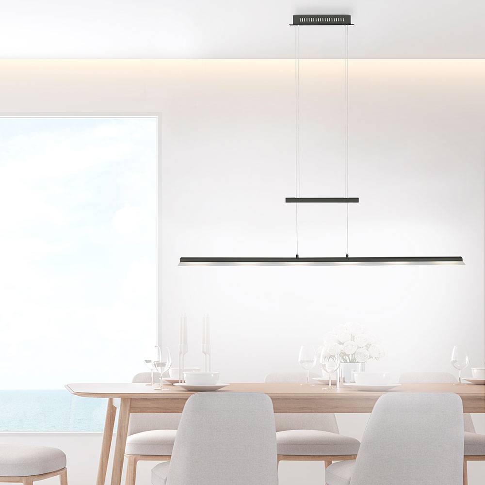 Hängelampe Pendelleuchte Wohnzimmerleuchte Esszimmerlampe Zugpendellampe Deckenlampe, Metall schwarz, dimmbar Höhenverstellbar, LED 4W 2700Lm 2700-5