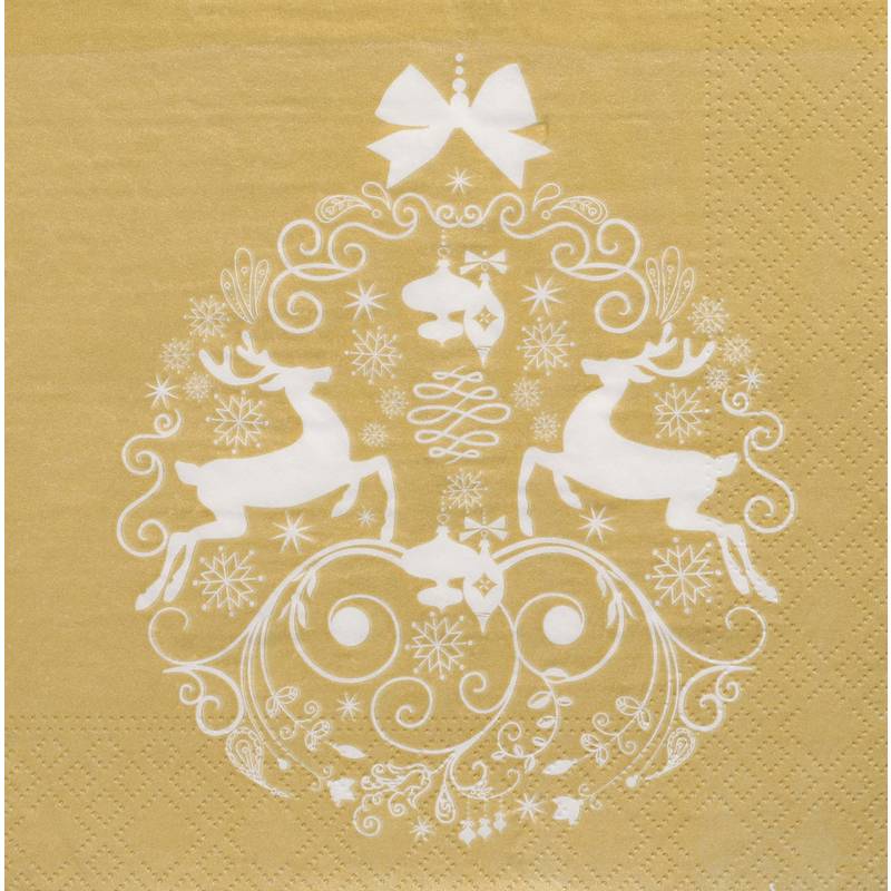 PAPSTAR Weihnachts-Motivservietten "Deers Couple", gold