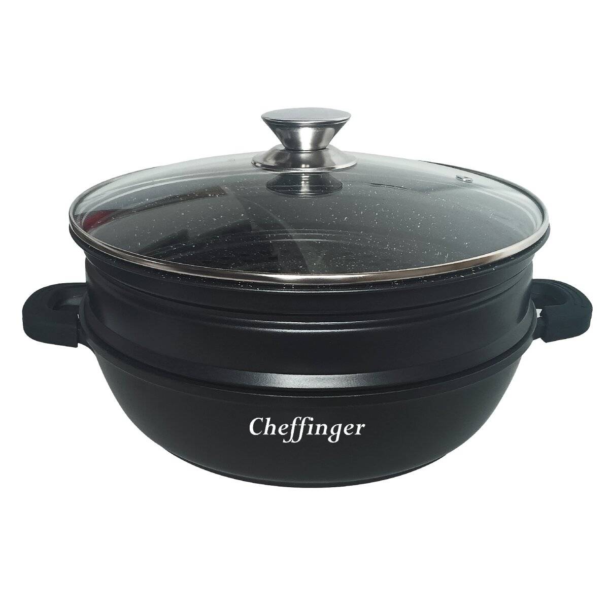 4 in 1 Tajine Topf mit Silikongriffe ø28 cm Garer Dampfgarer Schwarz Induktion