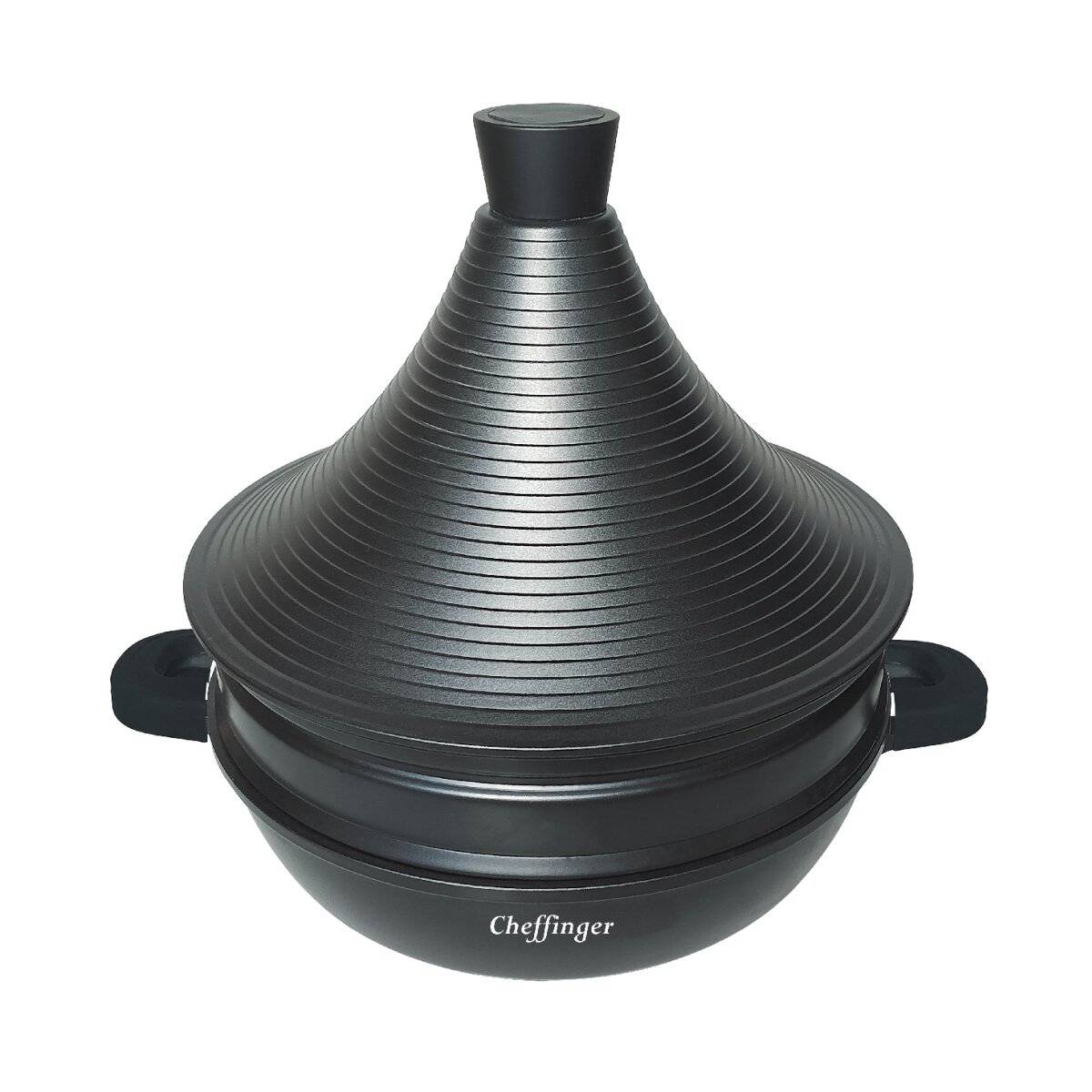 4 in 1 Tajine Topf mit Silikongriffe ø28 cm Garer Dampfgarer Schwarz Induktion