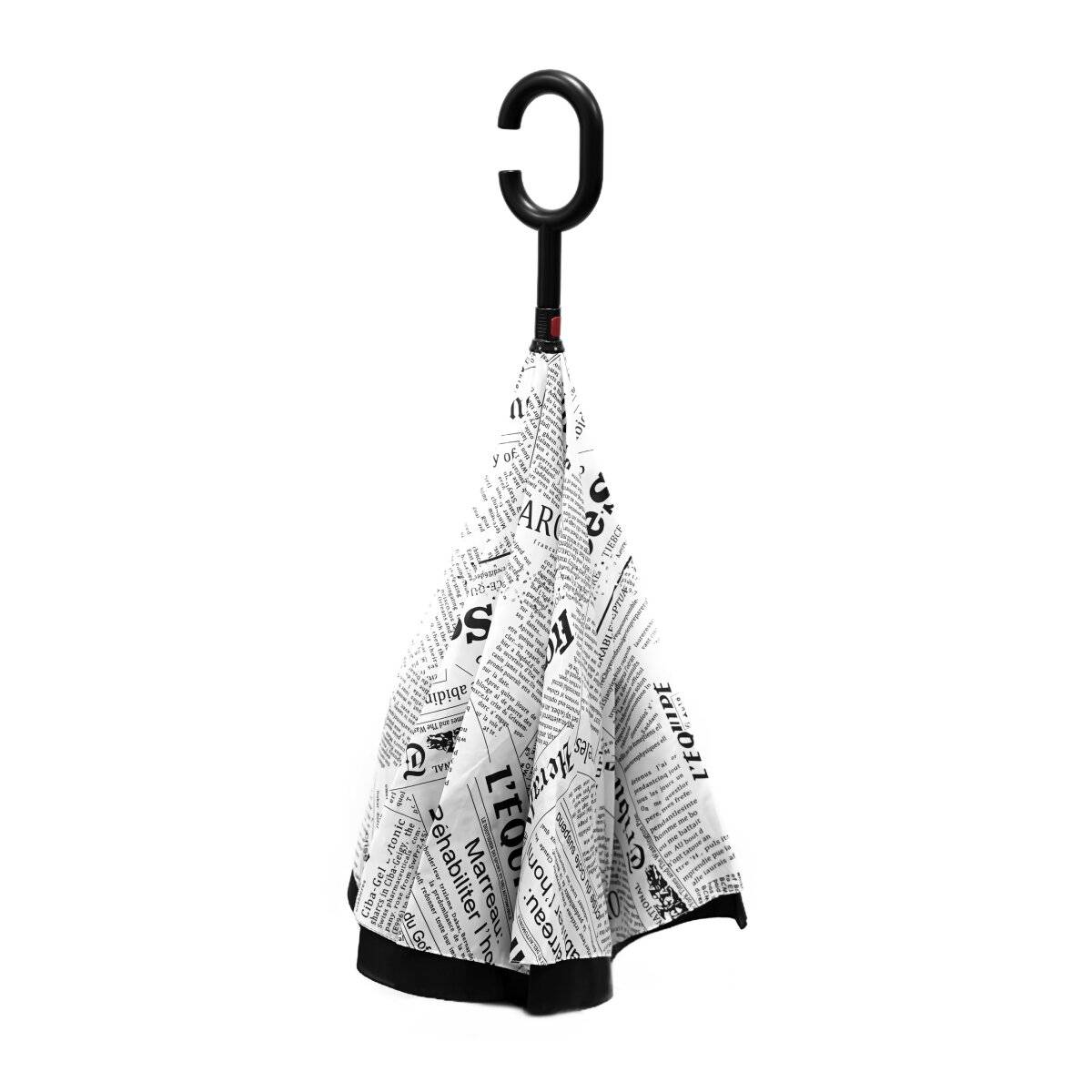 Auto Reserve Stockschirme mit Zeitungsmotiv mit c-förmigen Plastikgriff Weiß