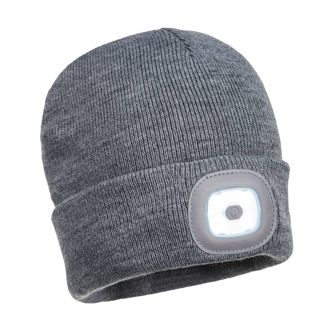 PORTWEST® Beanie B029 USB Wiederaufladbare LED-Kopfleuchte Grau