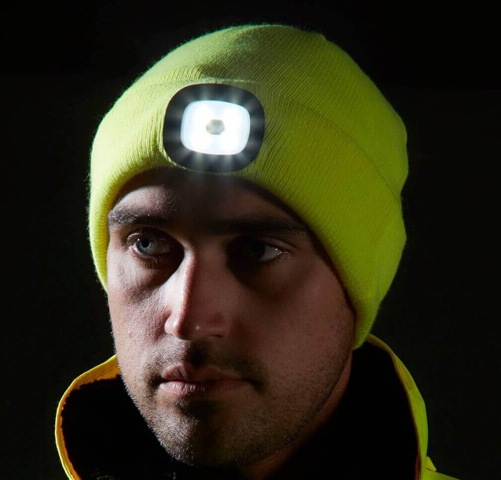 PORTWEST® Beanie B029 USB Wiederaufladbare LED-Kopfleuchte Grau