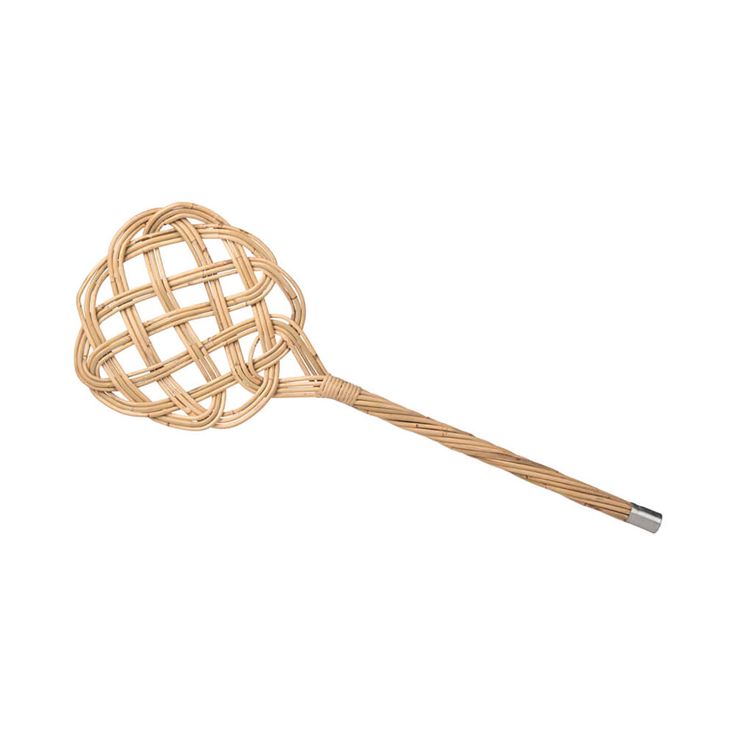 NEUSTANLO | Teppichklopfer in Sonnenform | 3-fädiges Natur Rattan | länglich hell | 75x26 cm | flexibel und robust
