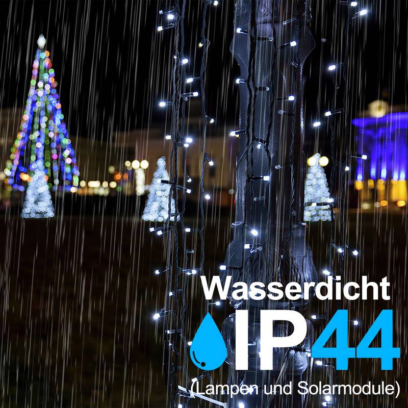 80M 800LEDs Solar Lichterkette 8 Beleuchtungsmodell IP44 Wasserdicht Außen Garten Party Weihnachten Deko Kaltweiß 2 Stück