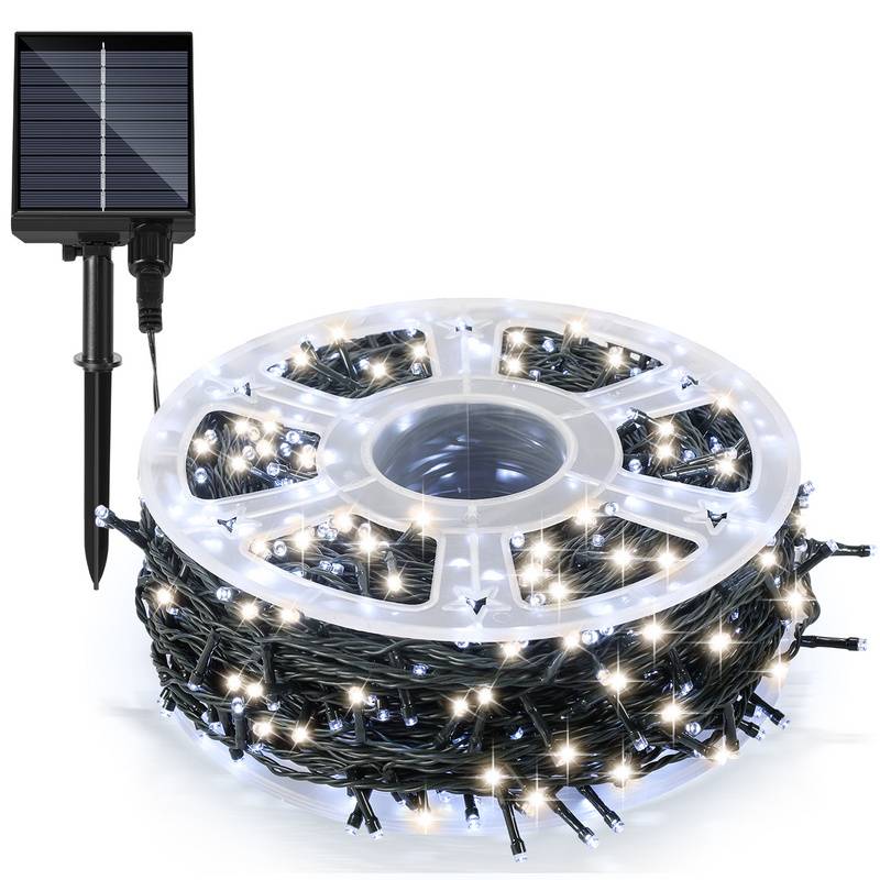 80M 800LEDs Solar Lichterkette 8 Beleuchtungsmodell IP44 Wasserdicht Außen Garten Party Weihnachten Deko Kaltweiß 2 Stück