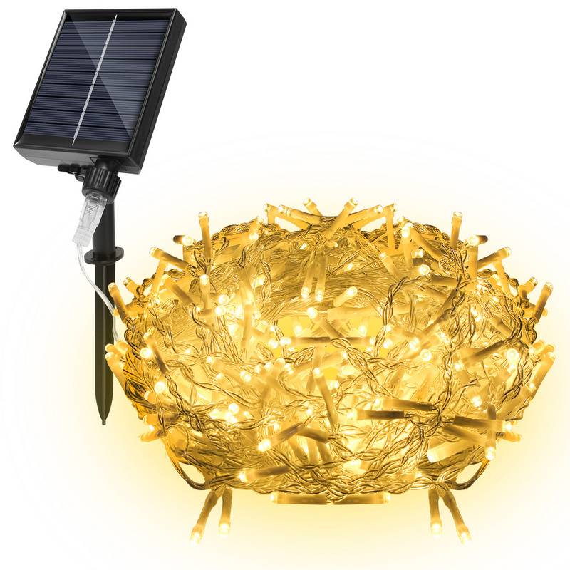10M 396LEDs Solar Lichterkette Aussen LED Lichterkette LED Lichtervorhang Weihnachtsbeleuchtung IP44 Wasserdicht Warmweiß