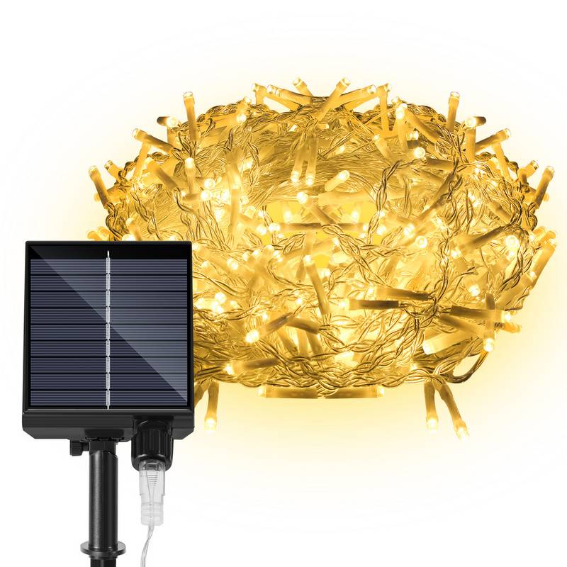 15M 600LEDs Solar Lichterkette Aussen LED Lichterkette LED Lichtervorhang Weihnachtsbeleuchtung IP44 Wasserdicht Warmweiß