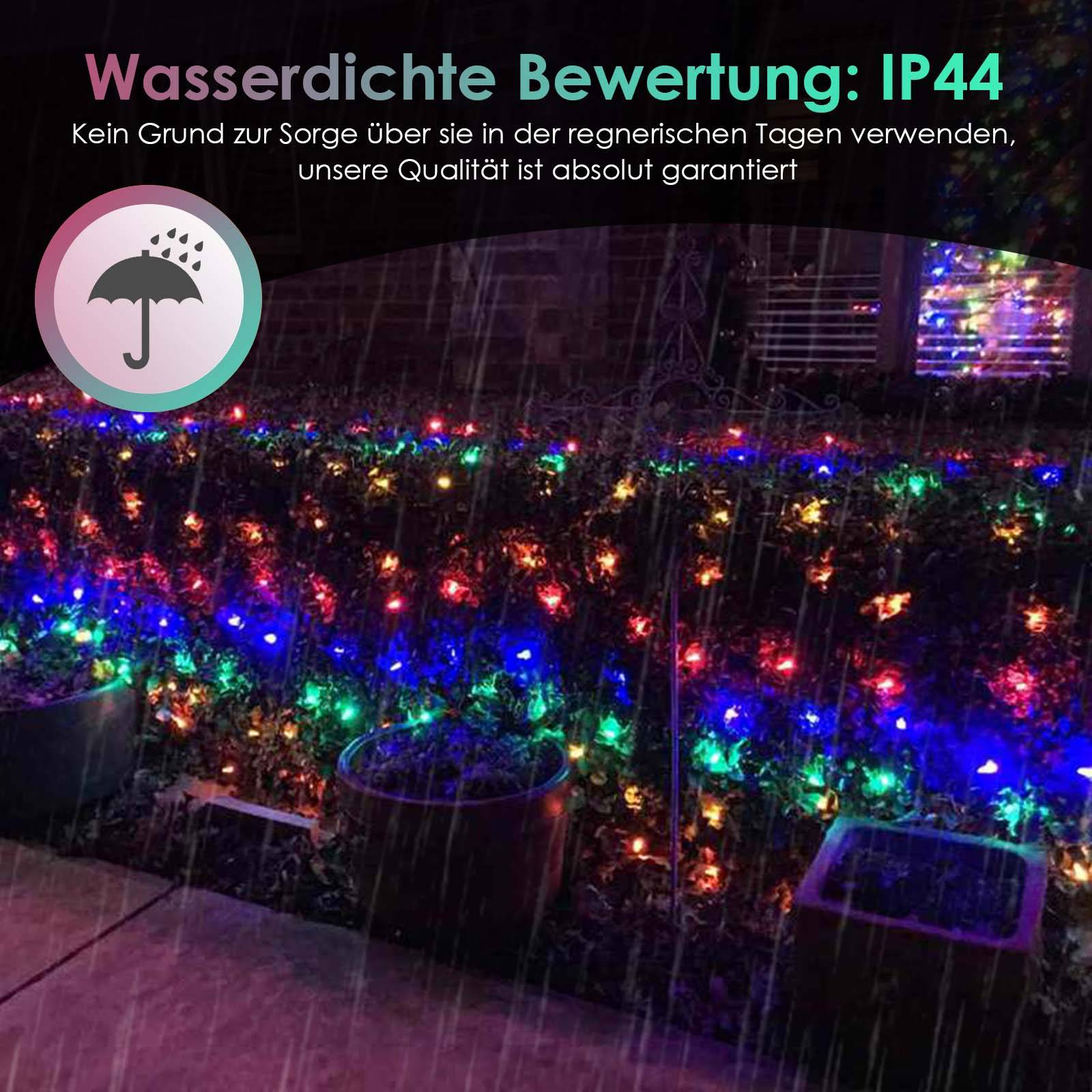 2x2M 200 LED Lichternetz 8 Lichtmodi Lichterkette Wasserdicht Innen Außen Weihnachten Party Garten Deko, Bunt