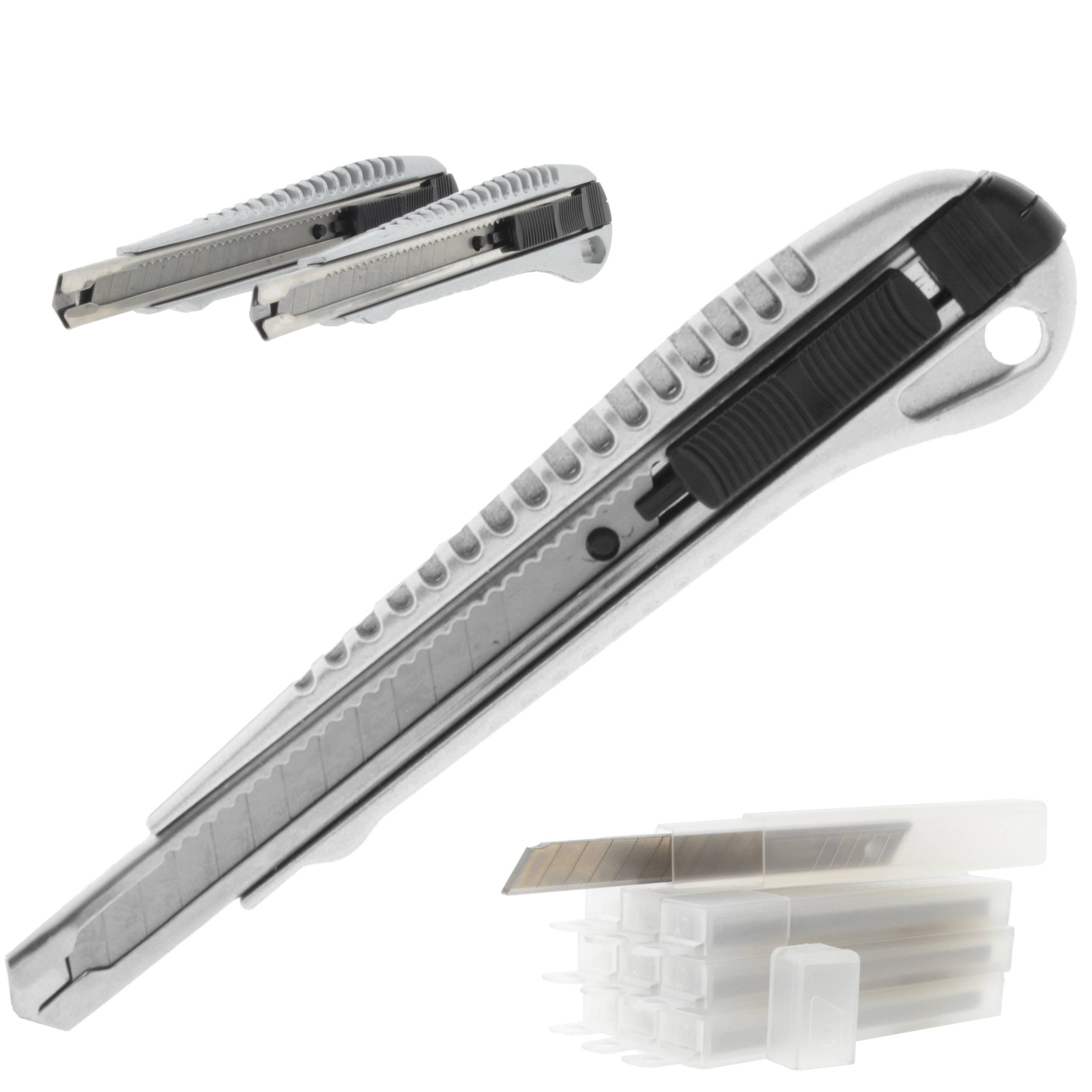 3 x Abbrechmesser 9 mm inkl. 100 Ersatzklingen Alu Profi Line