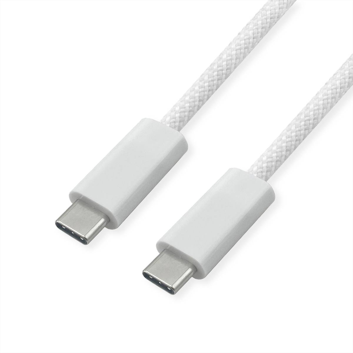 ROLINE USB4 Gen3x2 Kabel, C–C, ST/ST, 8K UHD-2, 40Gbit/s, 240W, weiß, 1 m