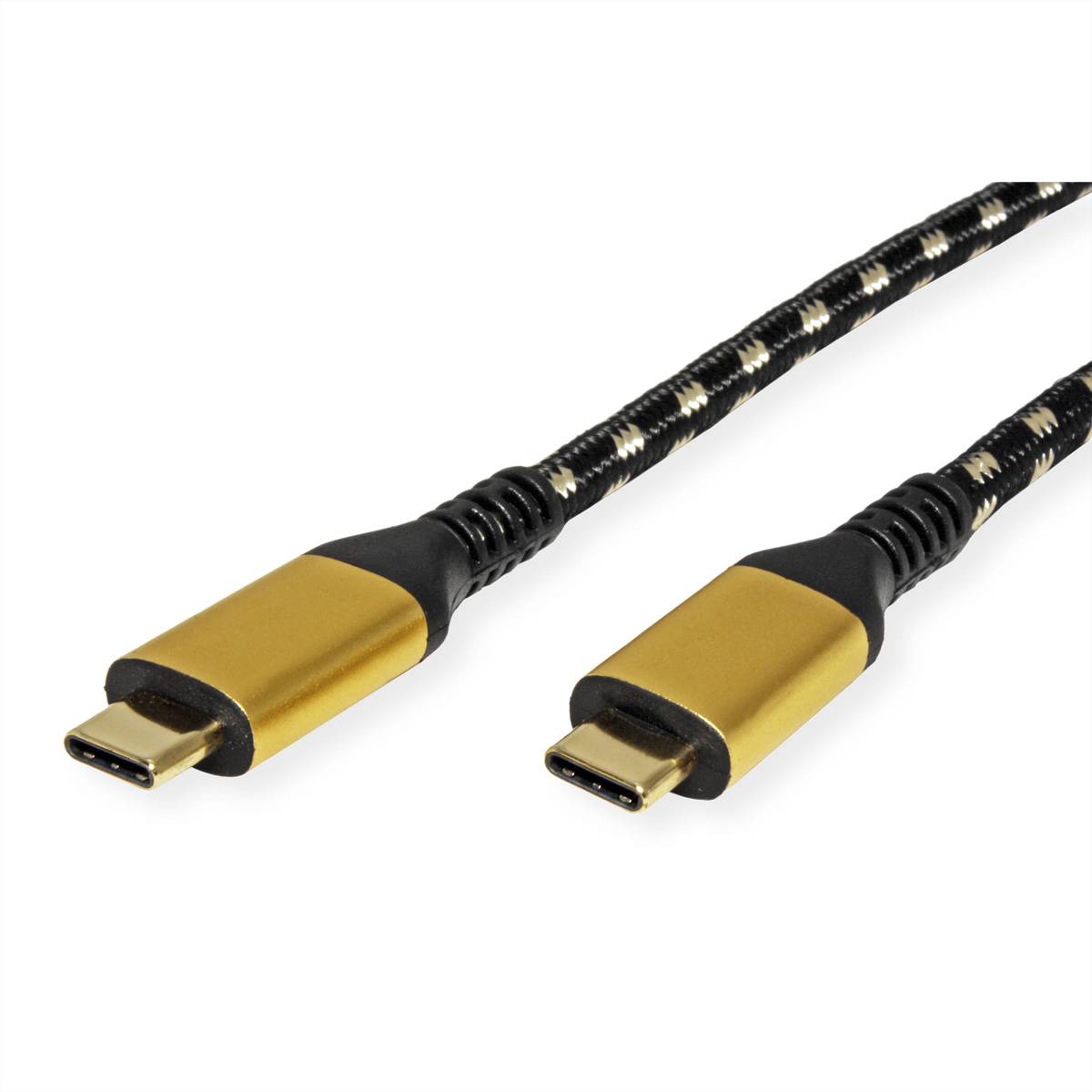 ROLINE GOLD USB4 Gen3x2 Kabel, C–C, ST/ST, 8K UHD-2, 40Gbit/s, 100W, schwarz / gold, 1 m