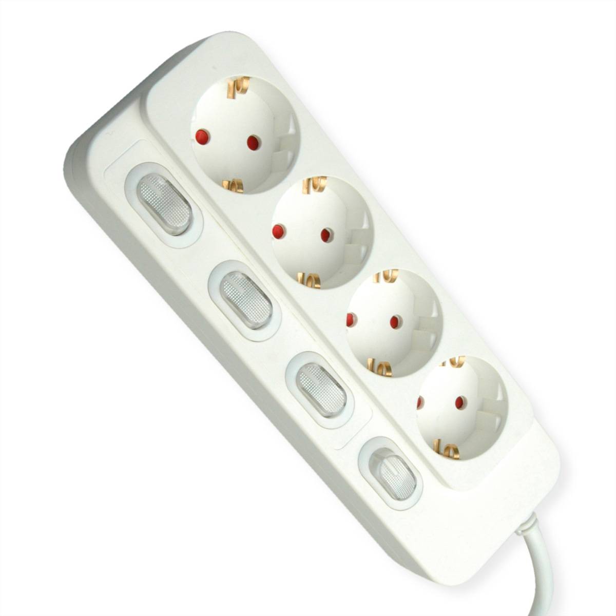 VALUE 4-fach Steckdosenleiste mit Einzelschaltern, weiß, 6 m