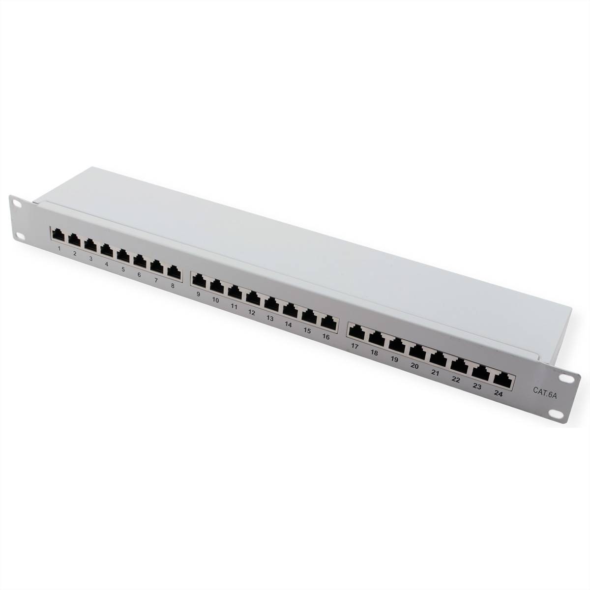 VALUE Cat.6A (Class EA) 19-Zoll-Patchpanel, 24 P, geschirmt, grau