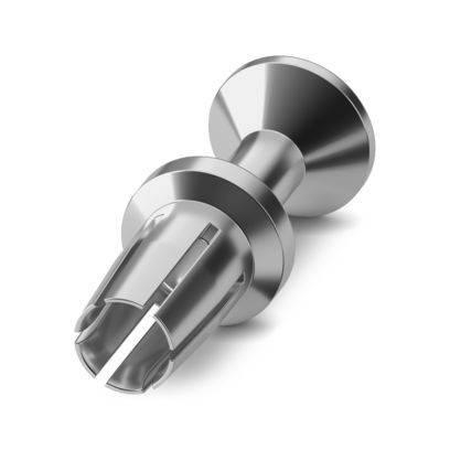 Ein polierter Metalltürstopper mit zylindrischer Basis und spitzer Spitze, entwickelt, um zu verhindern, dass Türen vollständig schließen.