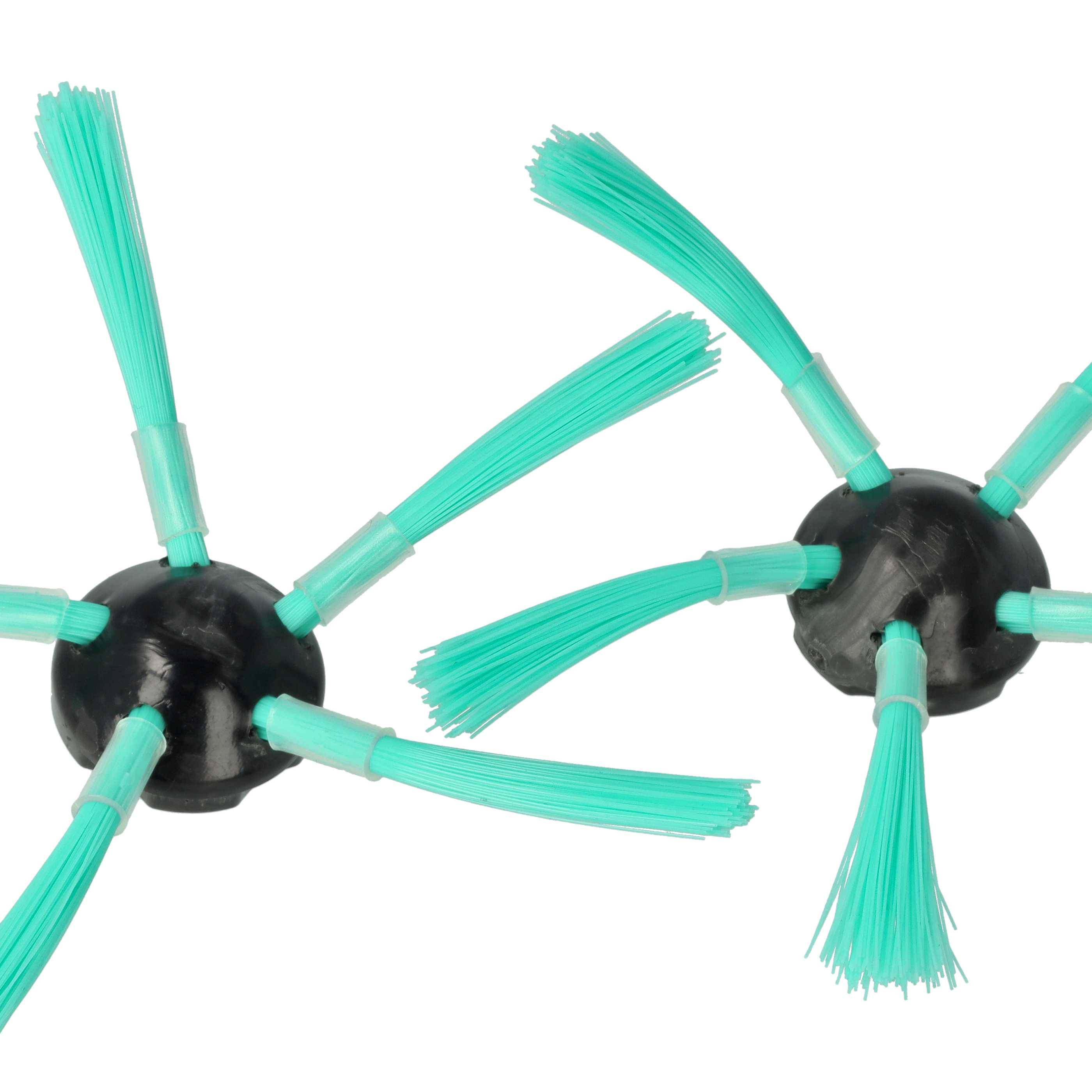 vhbw 4x Seitenbürste kompatibel mit Vorwerk Kobold VR300, VR-300, VR-200, VR-7, VR200, VR7 Saugroboter - Reinigungsbürsten Set, schwarz / grün