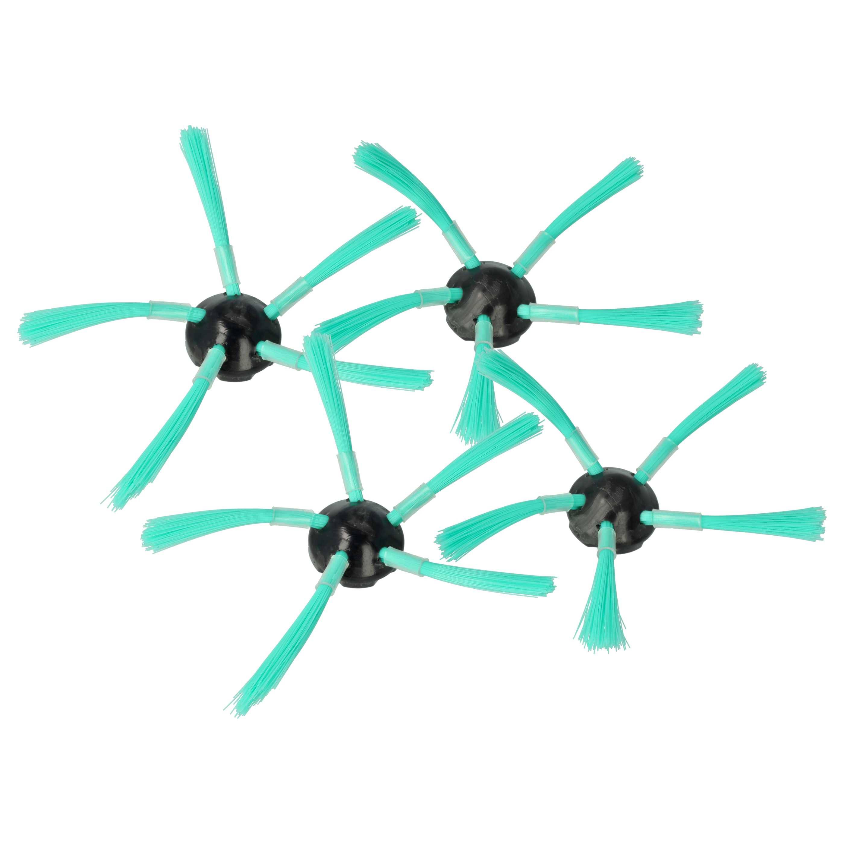 vhbw 4x Seitenbürste kompatibel mit Vorwerk Kobold VR300, VR-300, VR-200, VR-7, VR200, VR7 Saugroboter - Reinigungsbürsten Set, schwarz / grün