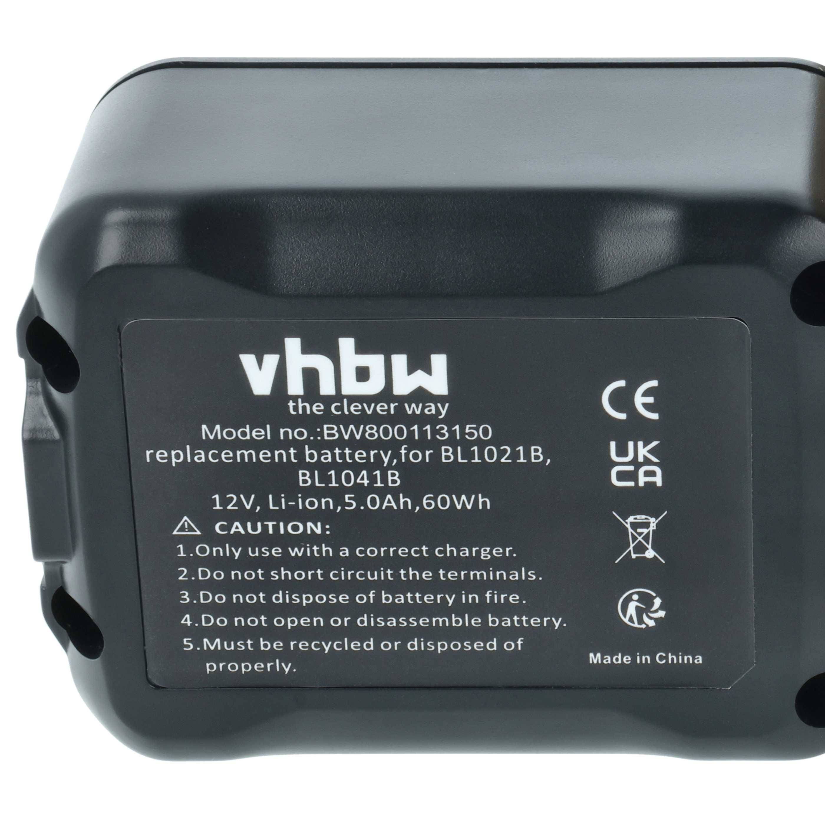 vhbw Akku kompatibel mit Makita TD110DWME, TD110DWAE, TD110DY1J, TD110DSYE, TD110DZ, TD110DWYE Werkzeug (5000 mAh, Li-Ion, 12 V)