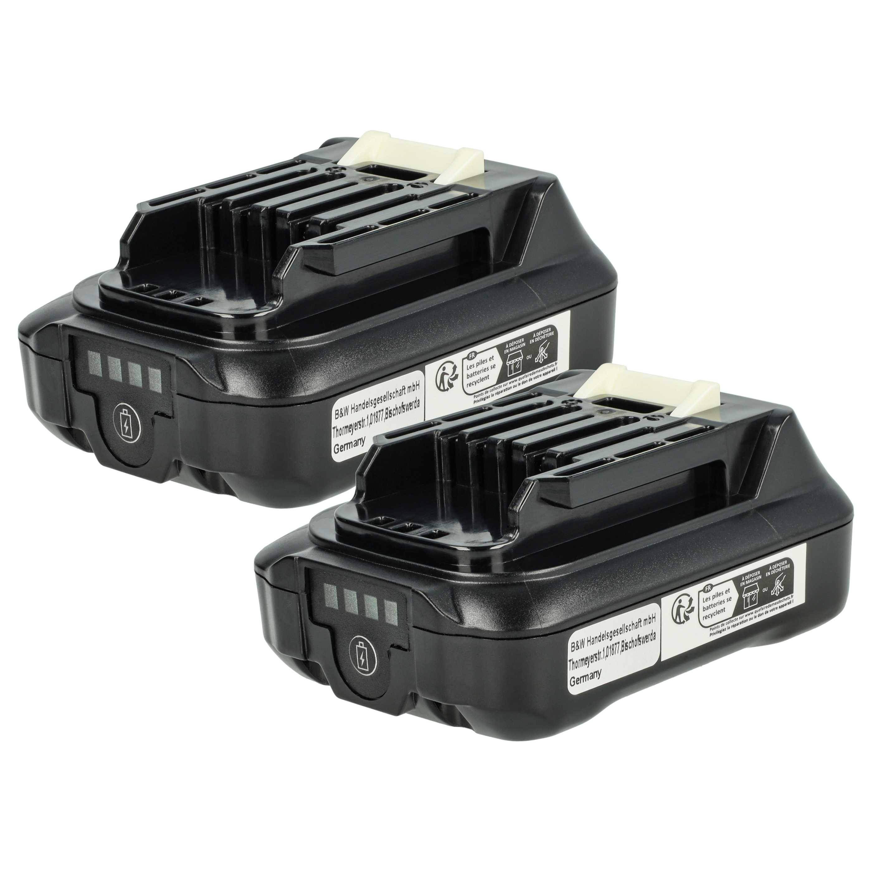 vhbw 2x Akku kompatibel mit Makita CP100, CT226R, DA332, DC10SB, CT226RX, CT226, CP100DZ, DA332DZ Werkzeug (2000 mAh, Li-Ion, 12 V)