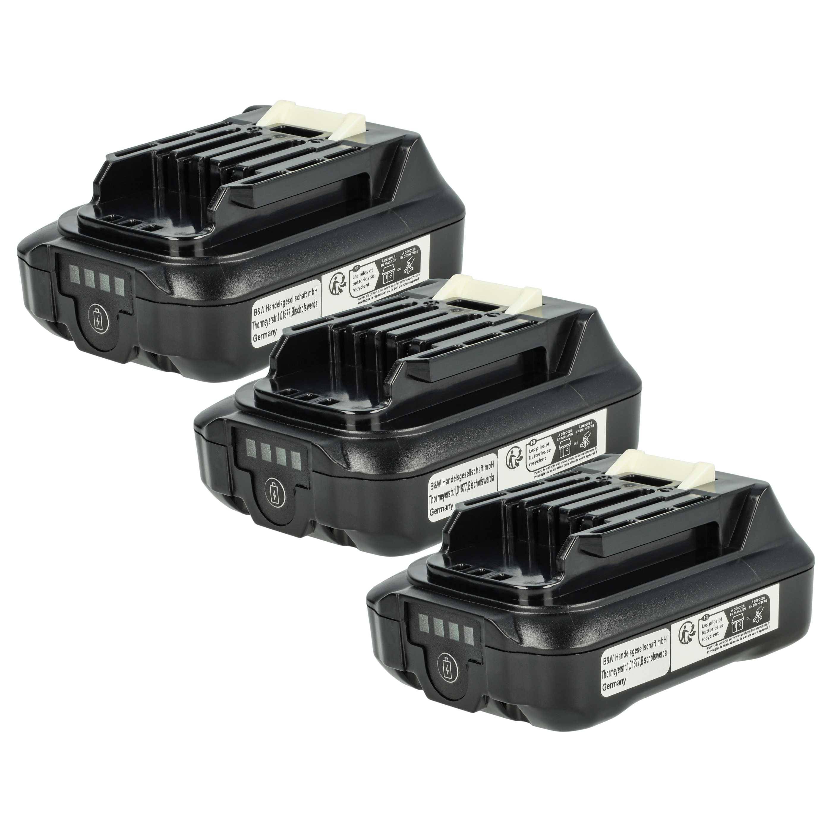 vhbw 3x Akku kompatibel mit Makita FD05R1, FD06R1, DT03R1, FD05, DT03, FD06, FD05Z, DT03Z, DS032DZ Werkzeug (2000 mAh, Li-Ion, 12 V)