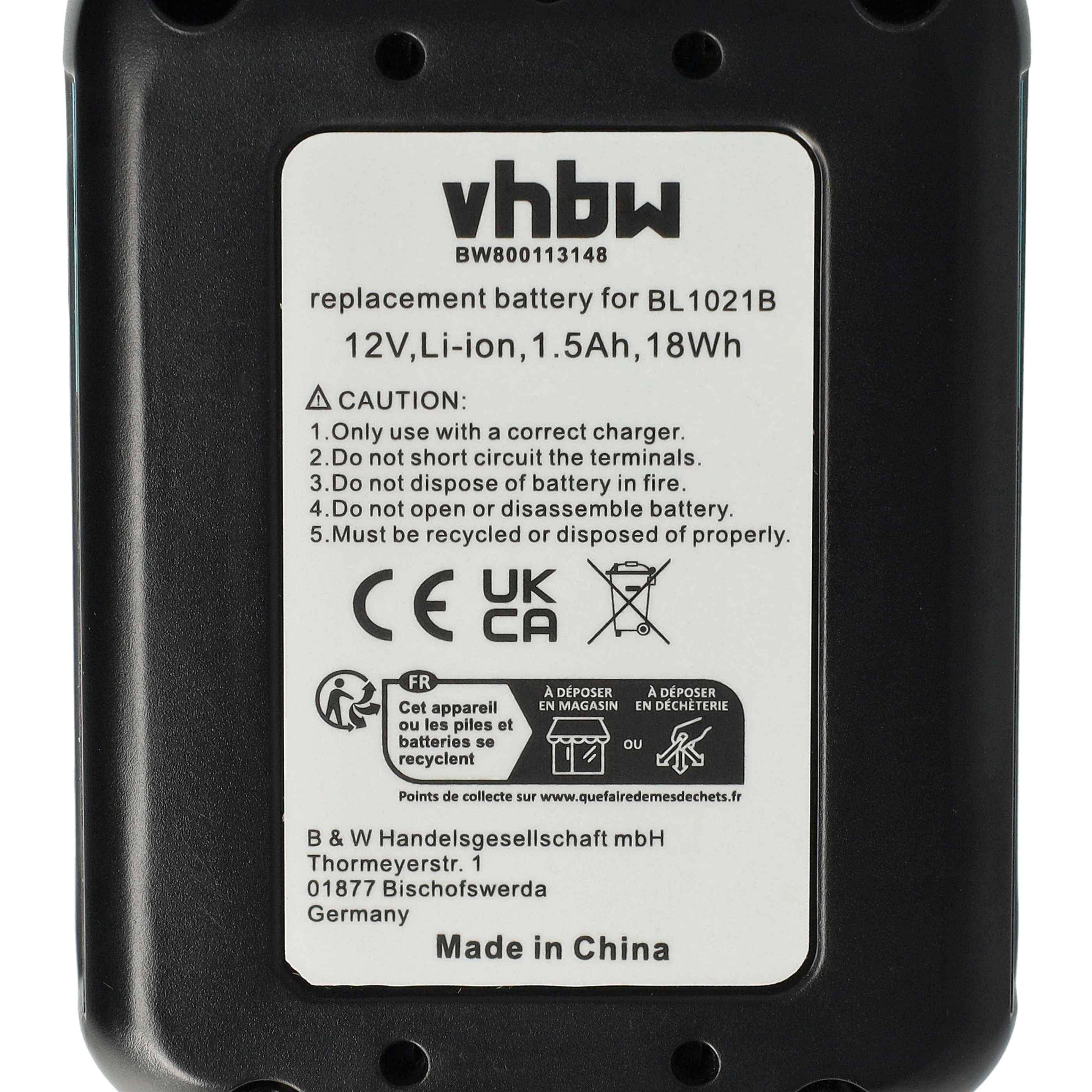 vhbw 3x Akku kompatibel mit Makita TD111DWME, TD111DWAE, TD111DSYE, TD111DSAJ, TD111DSMJ, TD111DSME Werkzeug (1500 mAh, Li-Ion, 12 V)