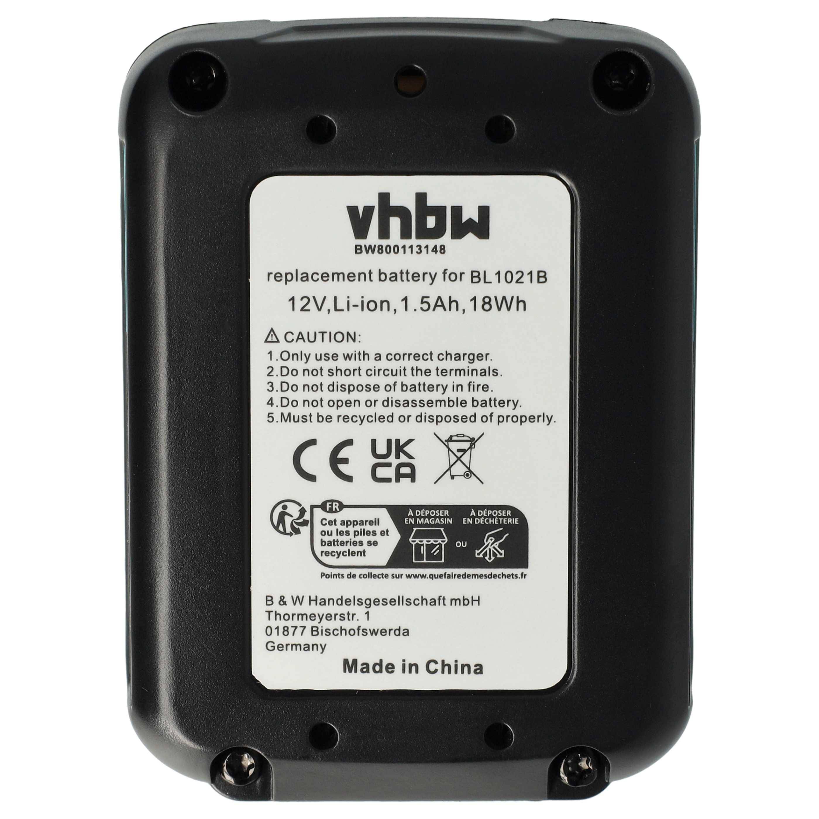 vhbw 3x Akku kompatibel mit Makita DF031DSME, DCM501, DC10SB, DCM501ZAR, DCM501Z, DF031DWAE, DF031D Werkzeug (1500 mAh, Li-Ion, 12 V)