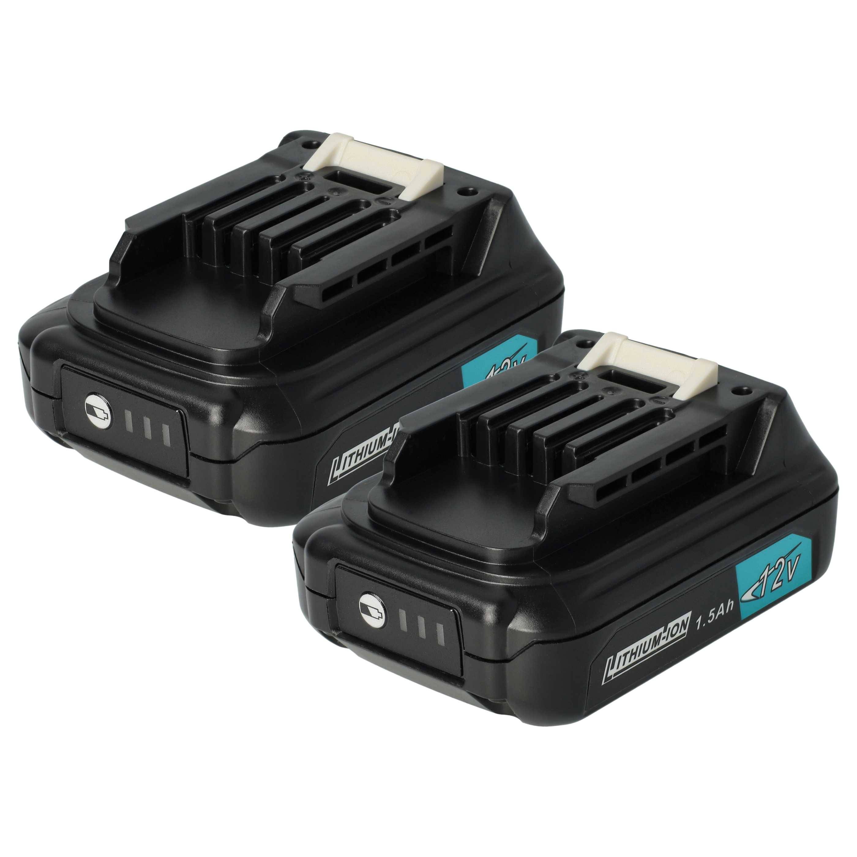 vhbw 2x Akku kompatibel mit Makita DF332DSME/Z, DF332DSAJ, DF332DSME, DF332DSAE, DF332DS, DF332D Werkzeug (1500 mAh, Li-Ion, 12 V)