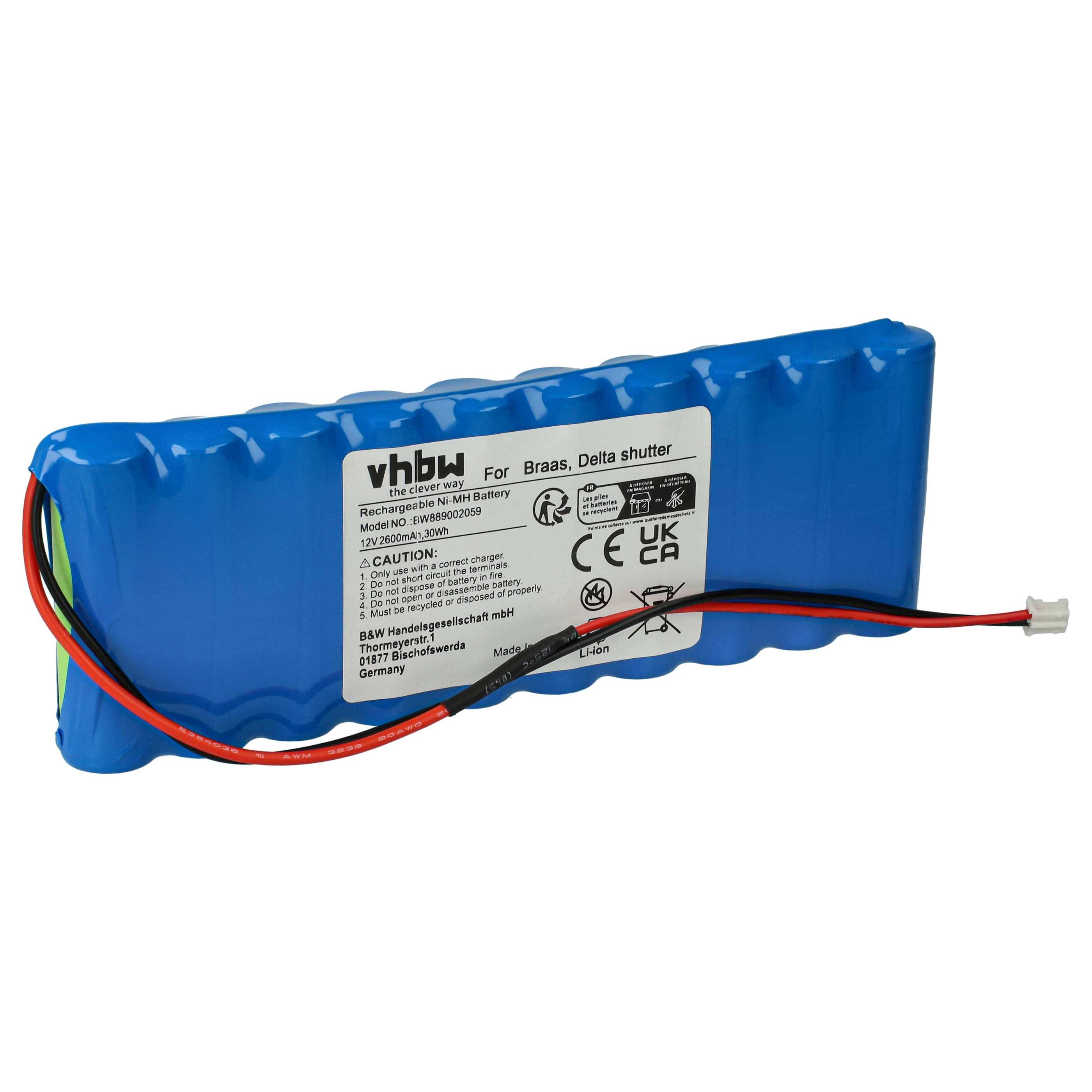 vhbw Akku kompatibel mit Baier Rollladenantrieb Torantrieb Drehtorantrieb Garagentorantrieb (2600 mAh, 12 V, NiMH)