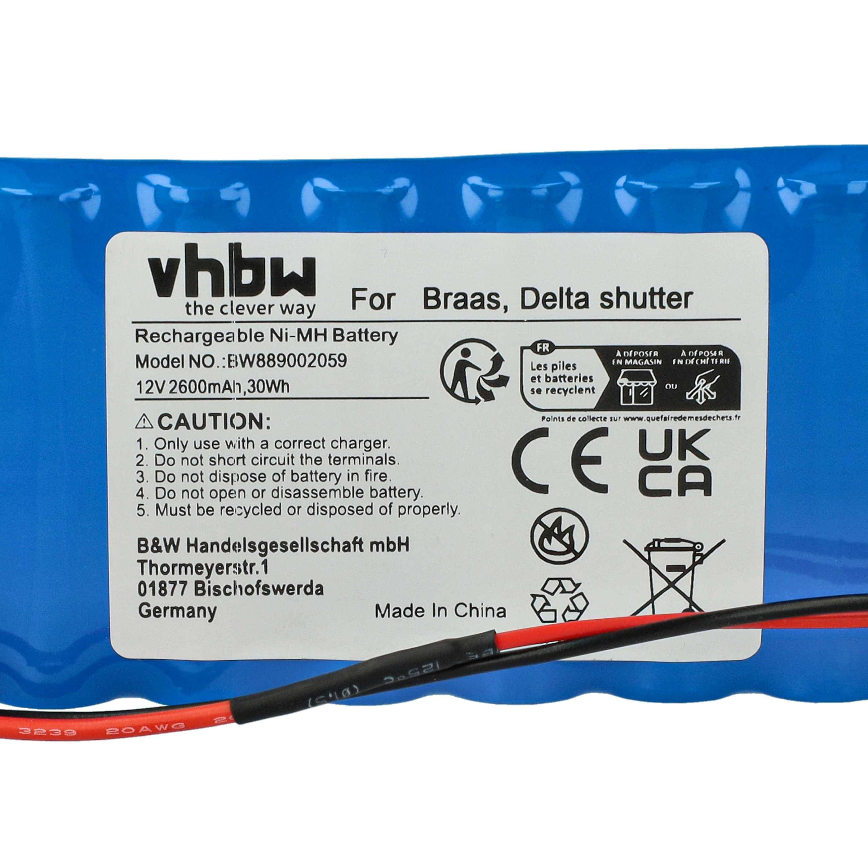 vhbw Akku kompatibel mit Baier Rollladenantrieb Torantrieb Drehtorantrieb Garagentorantrieb (2600 mAh, 12 V, NiMH)
