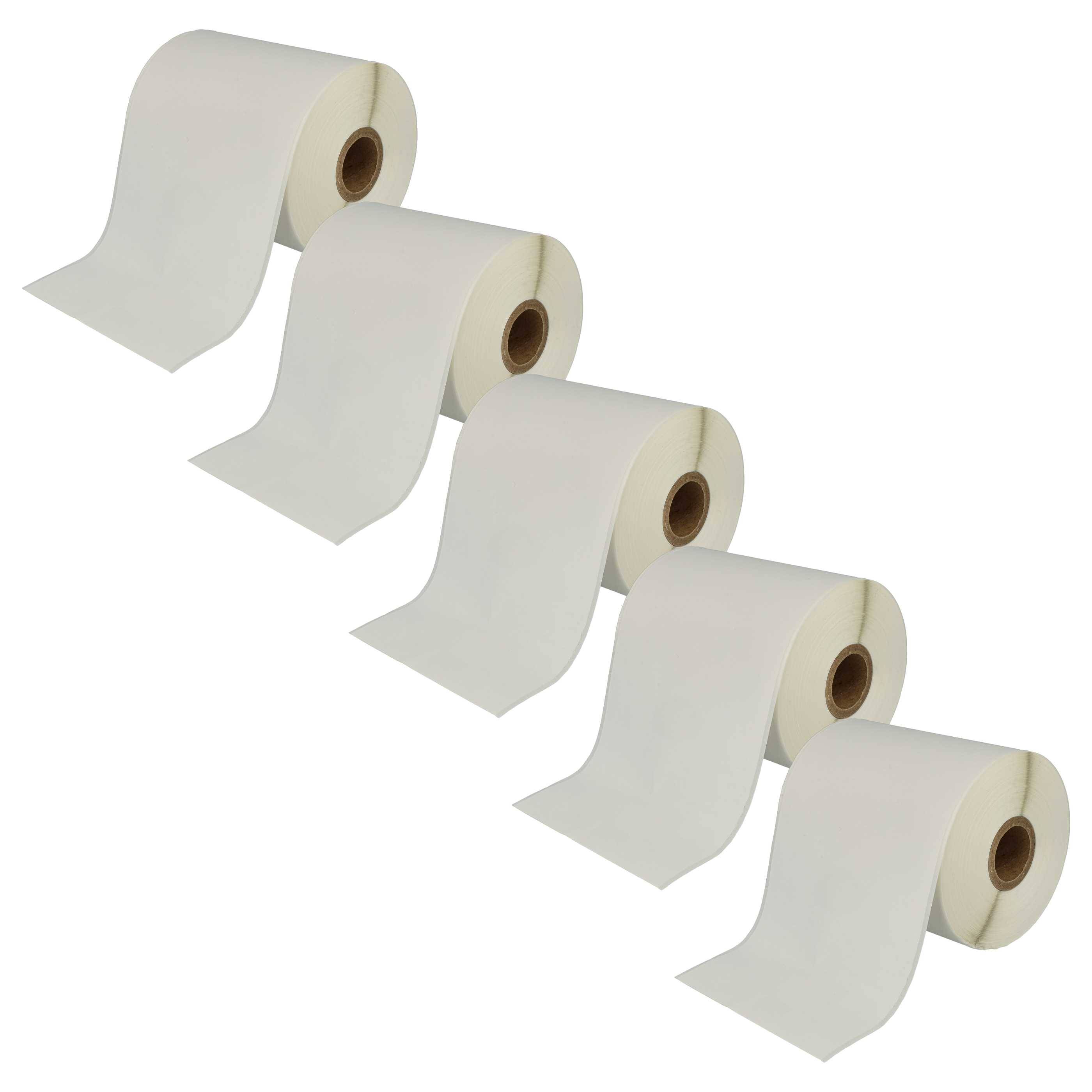 vhbw 5x Etiketten-Rolle 102mm x 44,3m (1 Etikette) kompatibel mit Brother TD-2130, TD-4100N, TD-4100, TD-4000, TD-2130N Etiketten-Drucker