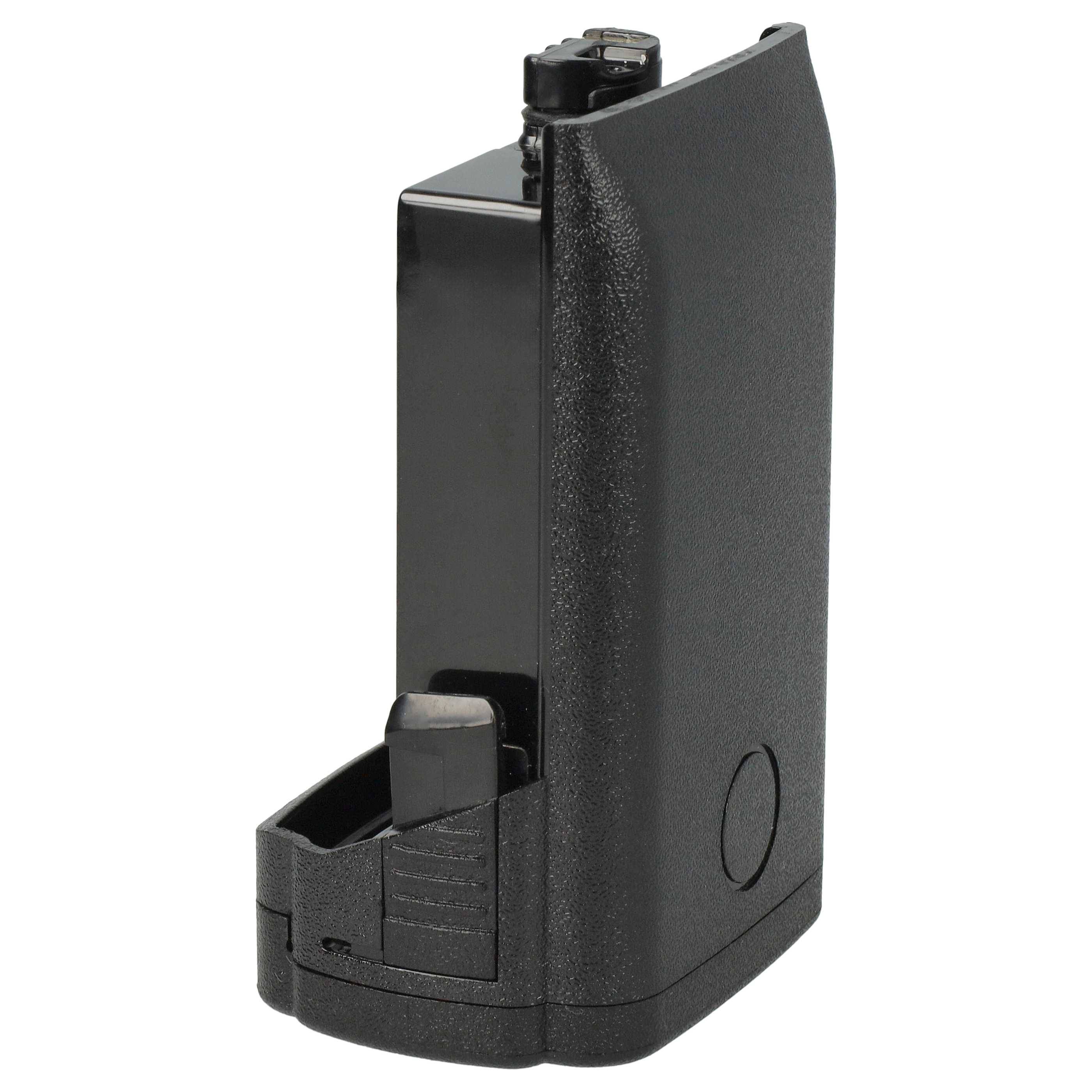 Eine schwarze Pfefferspray-Dose mit Sicherheitsclip, entwickelt für persönliche Selbstverteidigung.