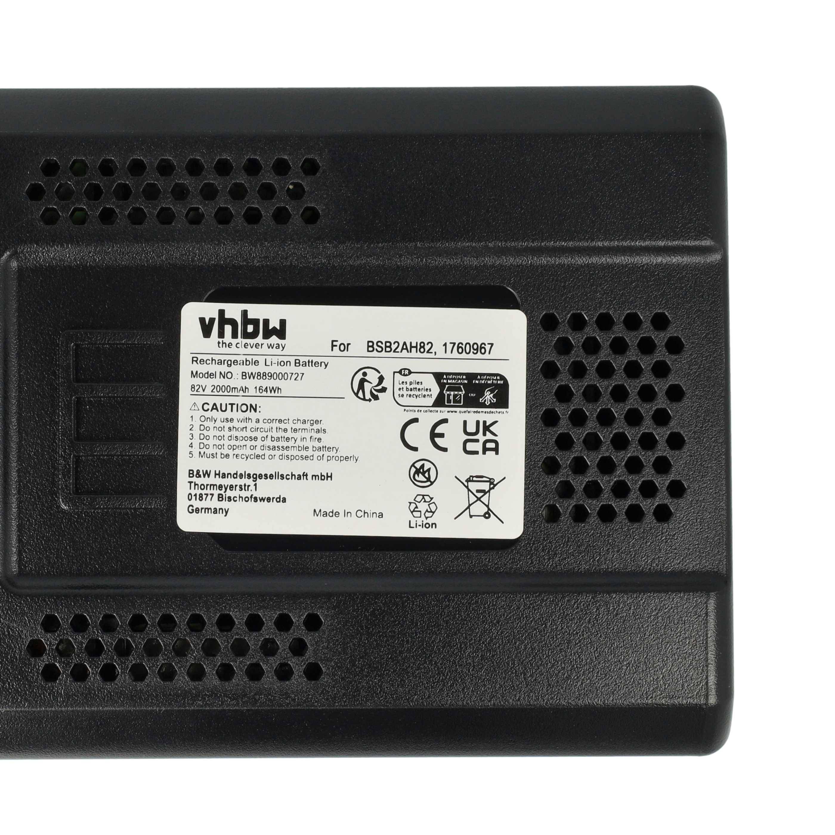 vhbw 2x Akku Ersatz für Greenworks GBA80500, GBA80200, GBA80400, GBA80250 für Rasenmäher (2000mAh 80V Li-Ion, 20 Zellen)