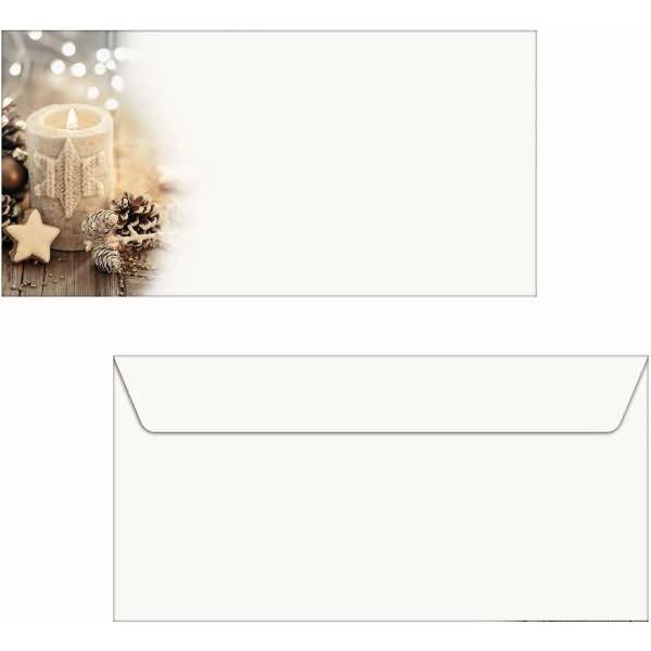 Weihnachtsumschlag DIN lang 90g 25 Stück Beige Christmas Candle