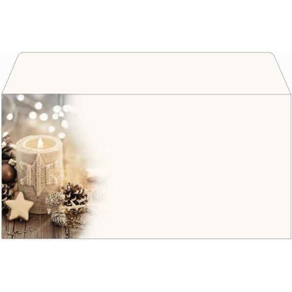 Weihnachtsumschlag DIN lang 90g 25 Stück Beige Christmas Candle