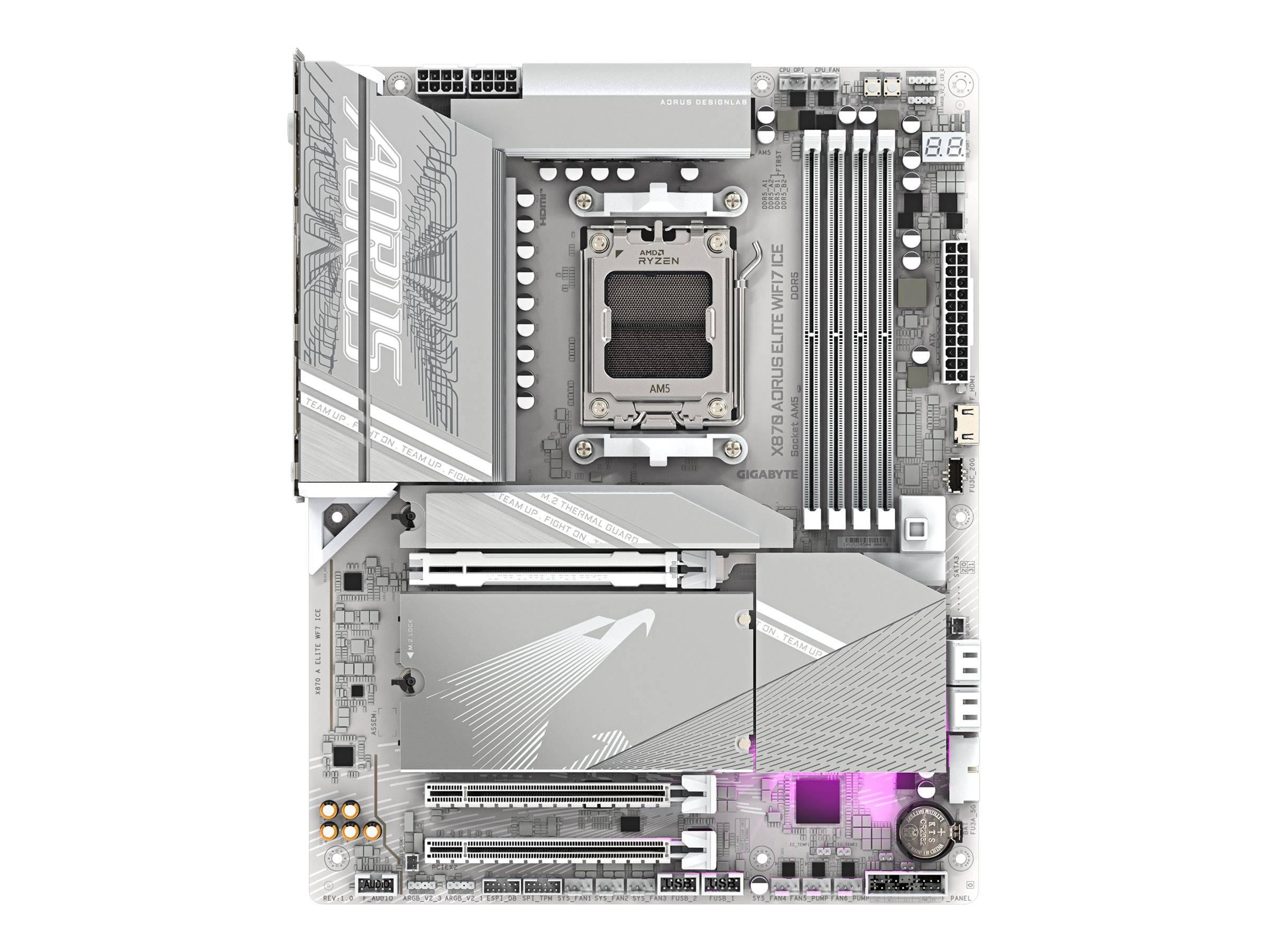 GIGABYTE - AORUS X870 ELITE WIFI7 ICE - Motherboard - ATX - Socket AM5 - AMD X870 Chipsatz - USB-C 3.2 Gen 2x2, USB4, US