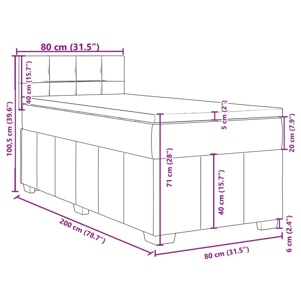 vidaXL Boxspringbett mit Matratze Hellgrau 80x200 cm Stoff