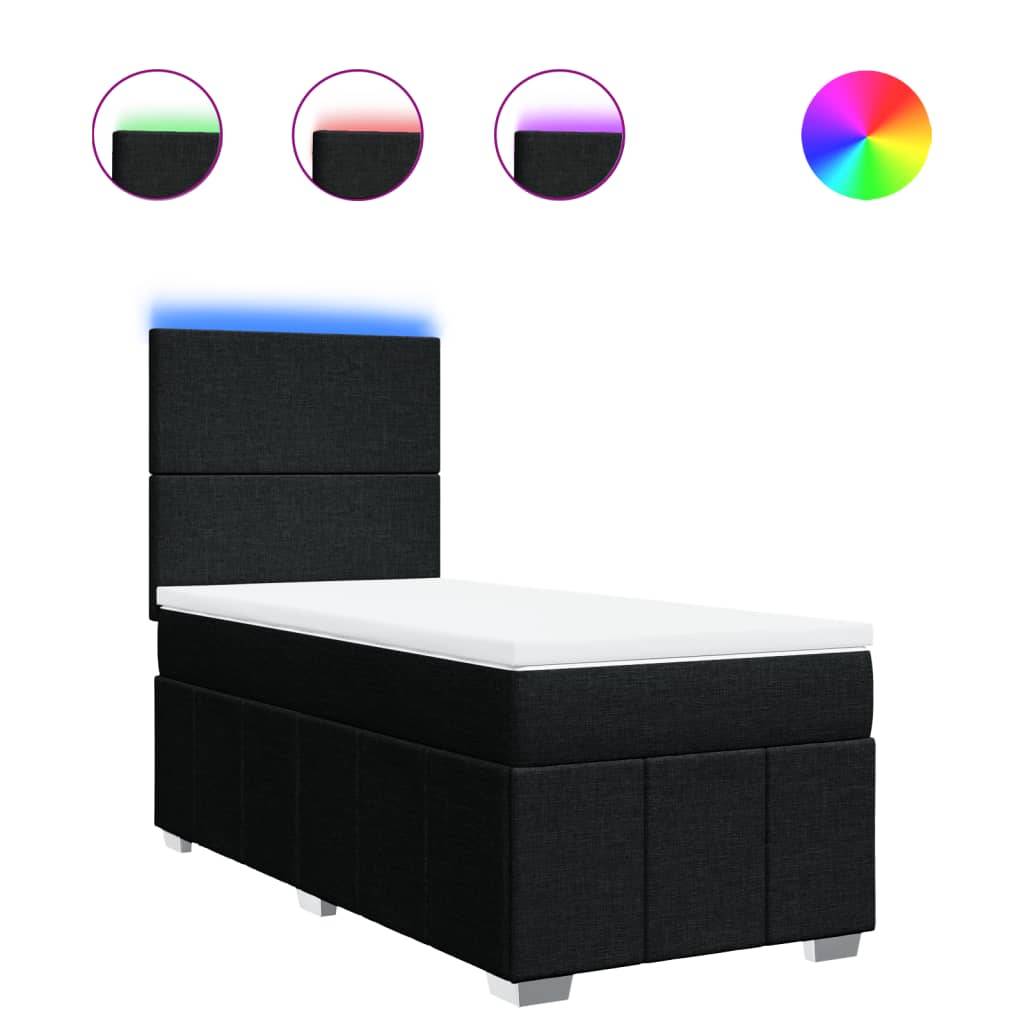 vidaXL Boxspringbett mit Matratze Schwarz 90x190 cm Stoff