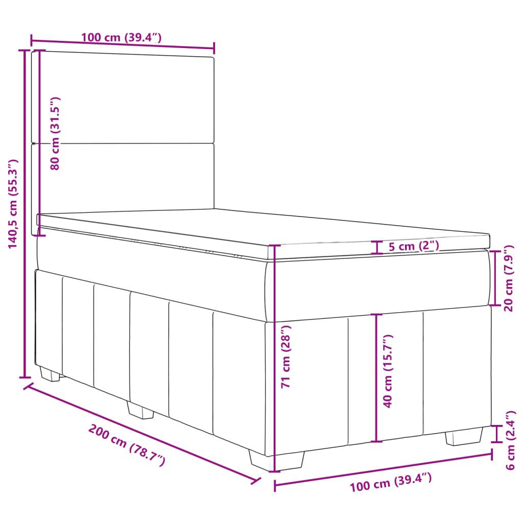 vidaXL Boxspringbett mit Matratze Dunkelgrau 100x200 cm Stoff