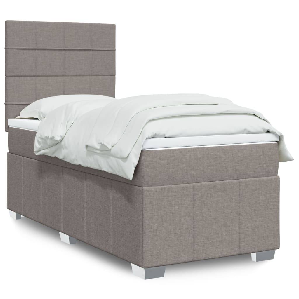 vidaXL Boxspringbett mit Matratze Taupe 100x200 cm Stoff