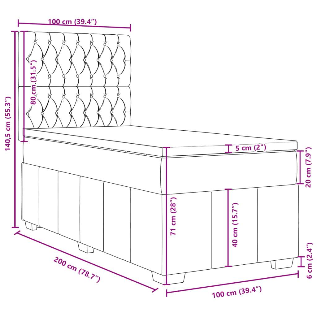 vidaXL Boxspringbett mit Matratze Dunkelbraun 100x200 cm Stoff