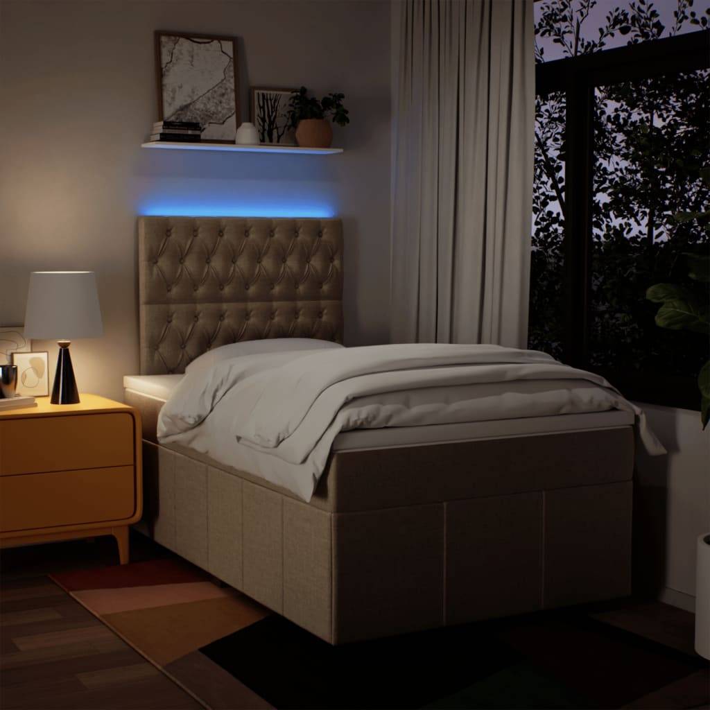 vidaXL Boxspringbett mit Matratze Creme 120x190 cm Stoff