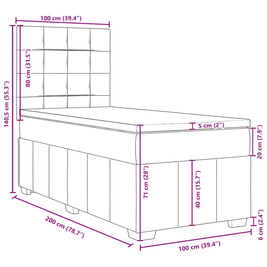 vidaXL Boxspringbett mit Matratze Taupe 100x200 cm Stoff